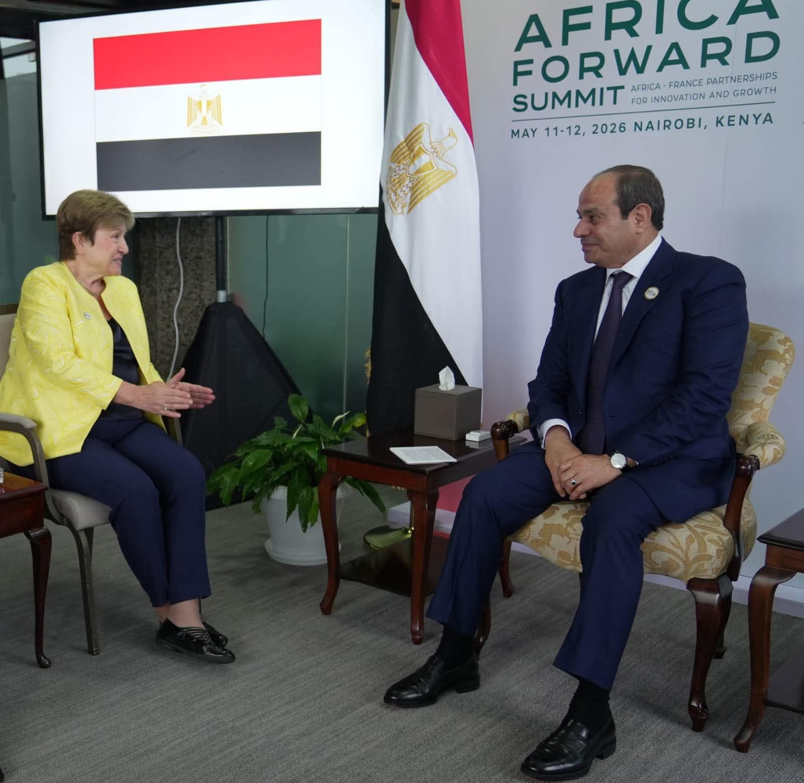 الرئيس عبد الفتاح السيسي وكريستالينا جورجيفا المديرة التنفيذية لصندوق النقد الدولي